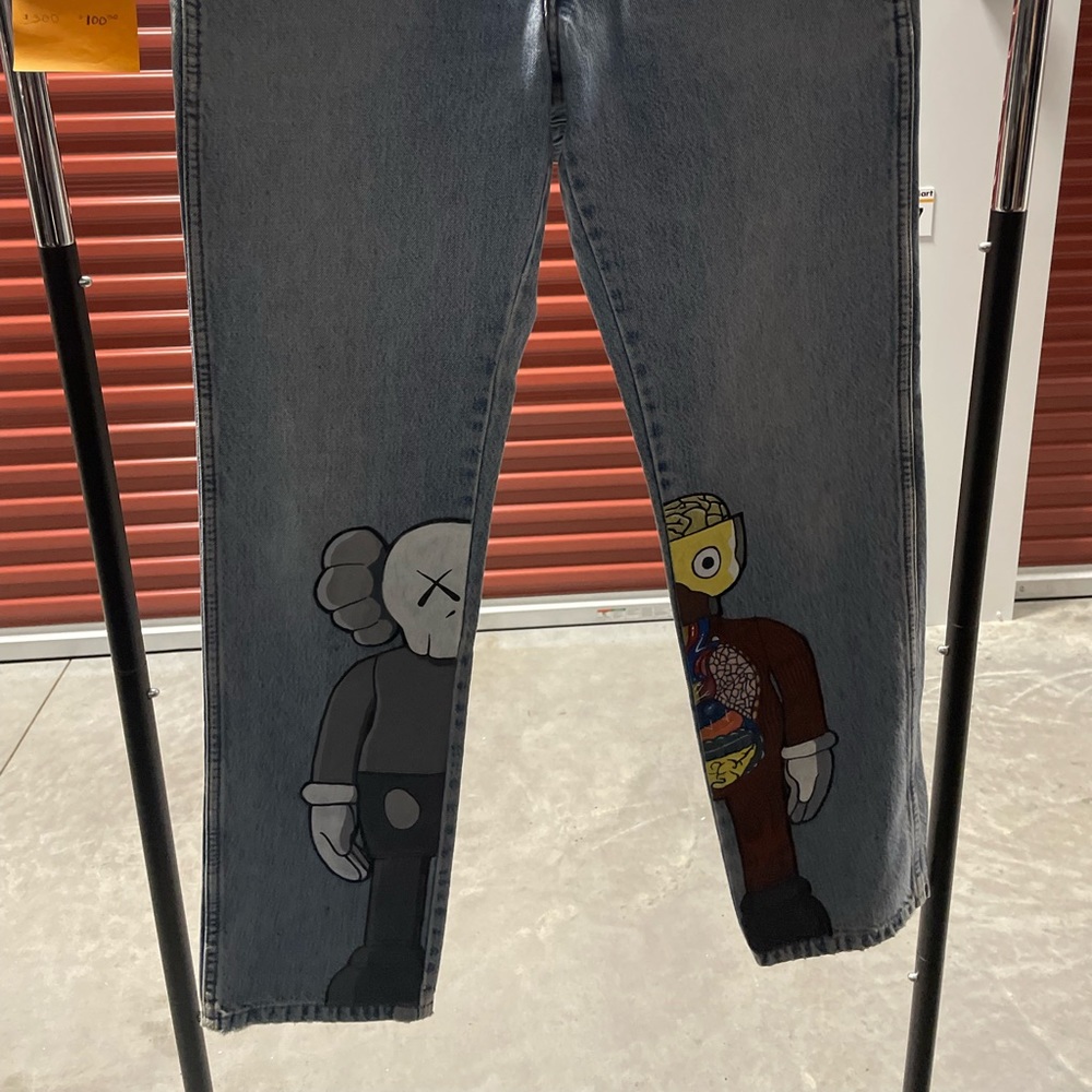 Kaws custom art on wrangler jeans